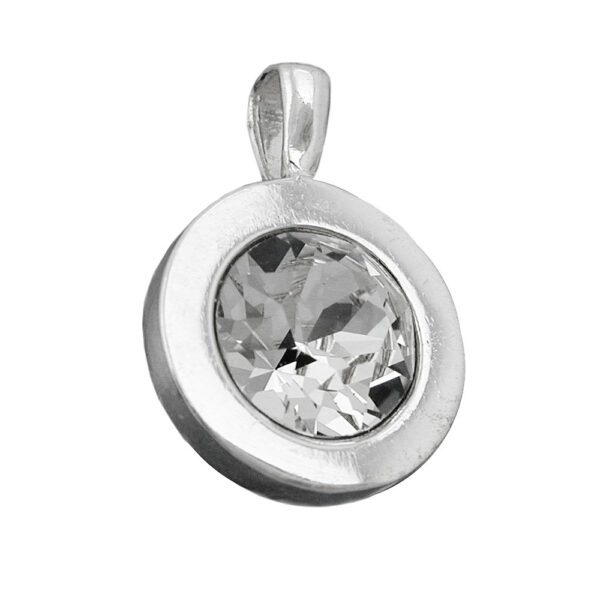 Anhänger, Rund – Silber, Weiß, Zargenfassung – 11mm
