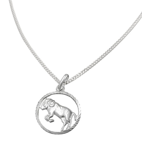 Anhänger, Sternzeichen Widder – Silber 925, mit Kette – 15mm
