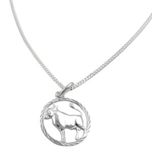 Anhänger, Sternzeichen Stier – Silber 925, diamantiert – 15mm