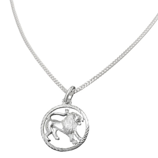 Anhänger, Sternzeichen Löwe – Silber 925, mit Kette – 15mm