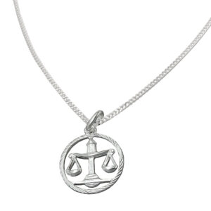 Anhänger, Sternzeichen Waage – Silber 925, mit Kette – 15mm