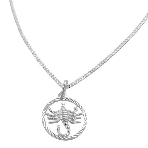 Anhänger, Sternzeichen Skorpion – Silber 925, diamantiert – 15mm