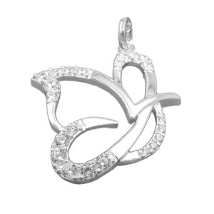 Anhänger, Schmetterling – Silber, Zirkonia – 17x19mm