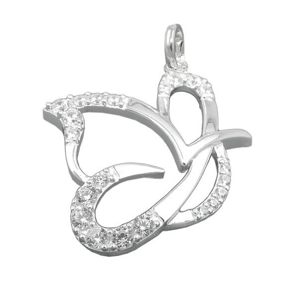 Anhänger, Schmetterling – Silber, Zirkonia – 17x19mm