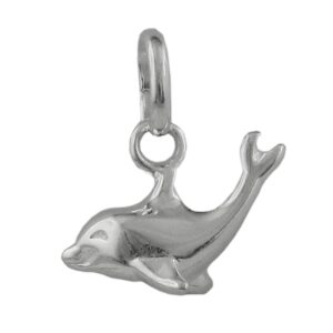 Anhänger, Delfin – Silber 925, glänzend – 12x7mm
