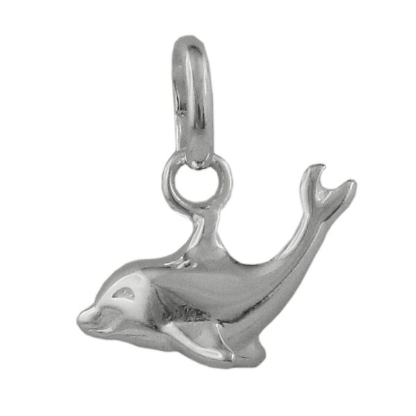 Anhänger, Delfin – Silber 925, glänzend – 12x7mm