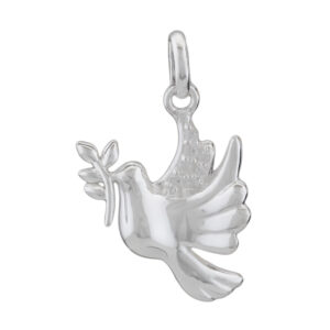 Anhänger, Taube – Silber, Zirkonia, Frieden – 15x13mm