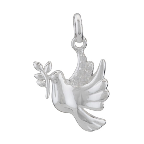 Anhänger, Taube – Silber, Zirkonia, Frieden – 15x13mm